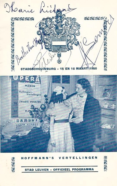 Programme ddicac en souvenir de la premire des Contes d’Hoffmann  Gand.