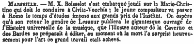 La France musicale, 4 novembre 1838.