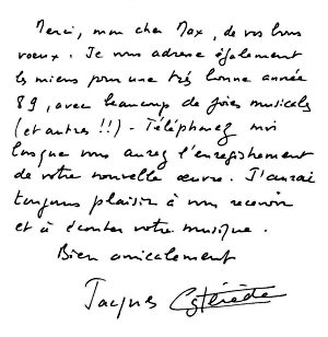 Autographe de Jacques Castérède