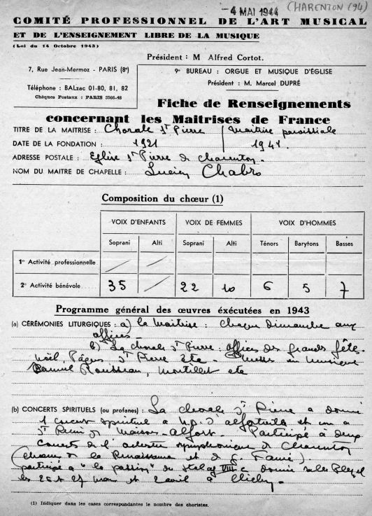 Fiche: Comit professionnel de l'art musical et de l'enseignement libre de la musique - Loi du 14 octobre 1943