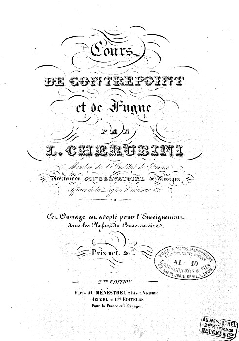 Cherubini, Cours de contrepoint et de fugue