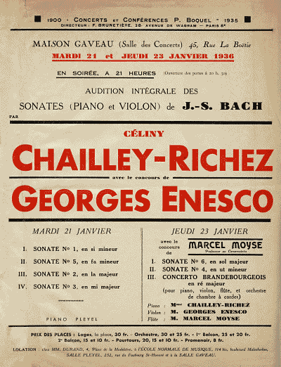 Affiche concerts Gaveau, 1936