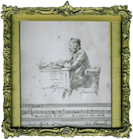 Gounod  sa table de travail, dessin de Louise Abbema