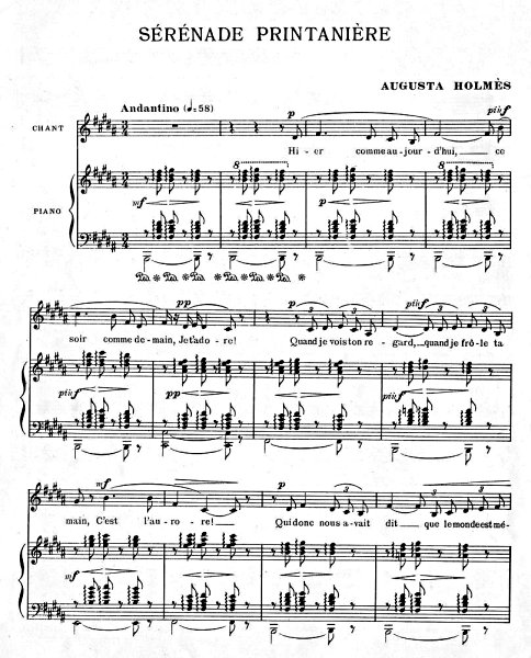 Augusta Holmès, Sérénade printanière pour voix et piano, p.1