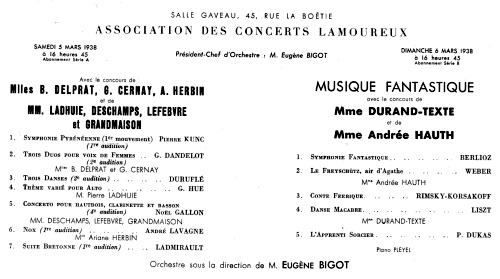 Concert du 5 mars 1938