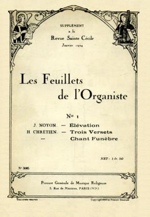 Les Feuillets de l'organiste, supplment  la Revue Sainte Ccile, janvier 1924