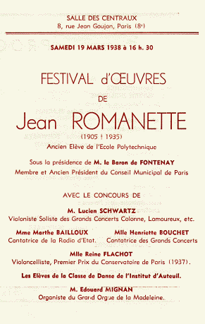 Jean Romanette : affiche de concert