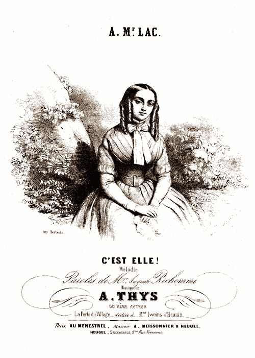 C'est elle!, mlodie d'Alphonse Thys, paroles d'Auguste Richomme, chante par M. Lac - Paris, Au Mnestrel, 1843 (DR)