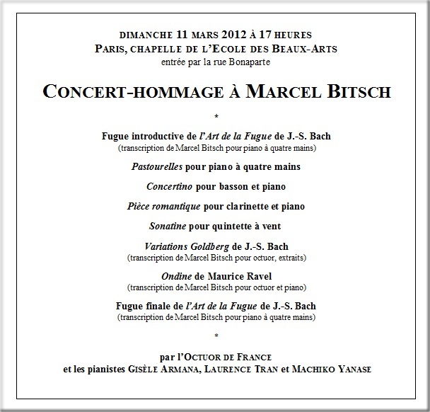 Concert-hommage à Marcel Bitsch
