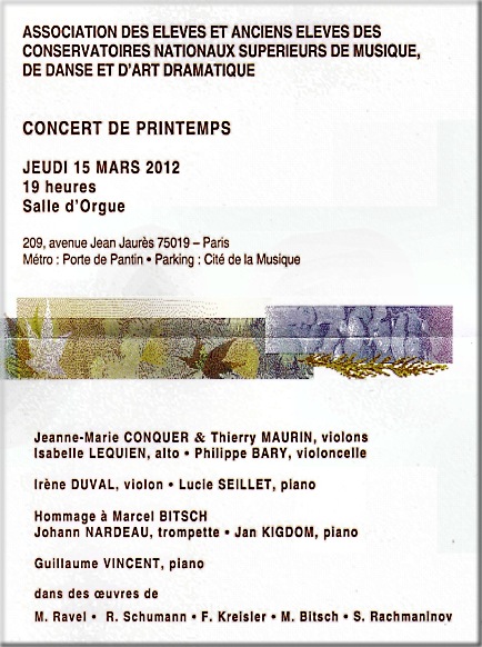 Concert-hommage Marcel Bitsch, 15 mars 2012