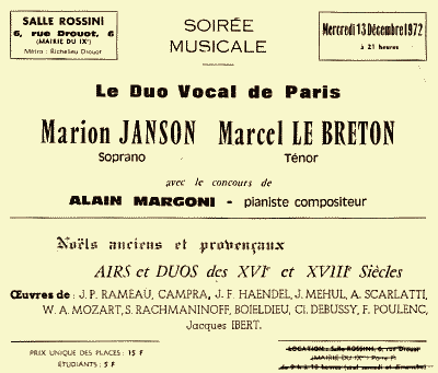 Affiche 1972 - Duo Vocal de Paris