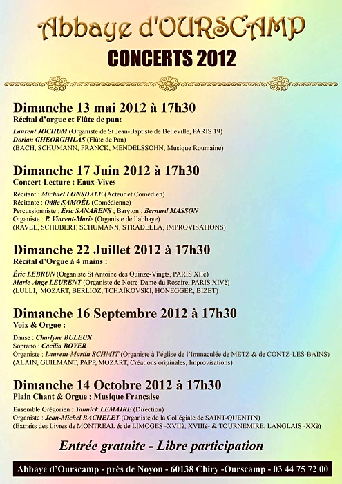 Concerts 2012 � l'Abbaye d'Ourscamp