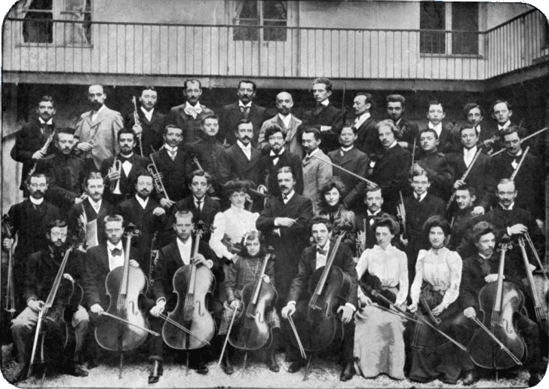 Classe d'orchestre à la Schola cantorum, en 1901