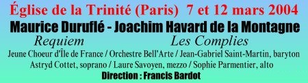 Annonce concert à la Trinité, Paris.